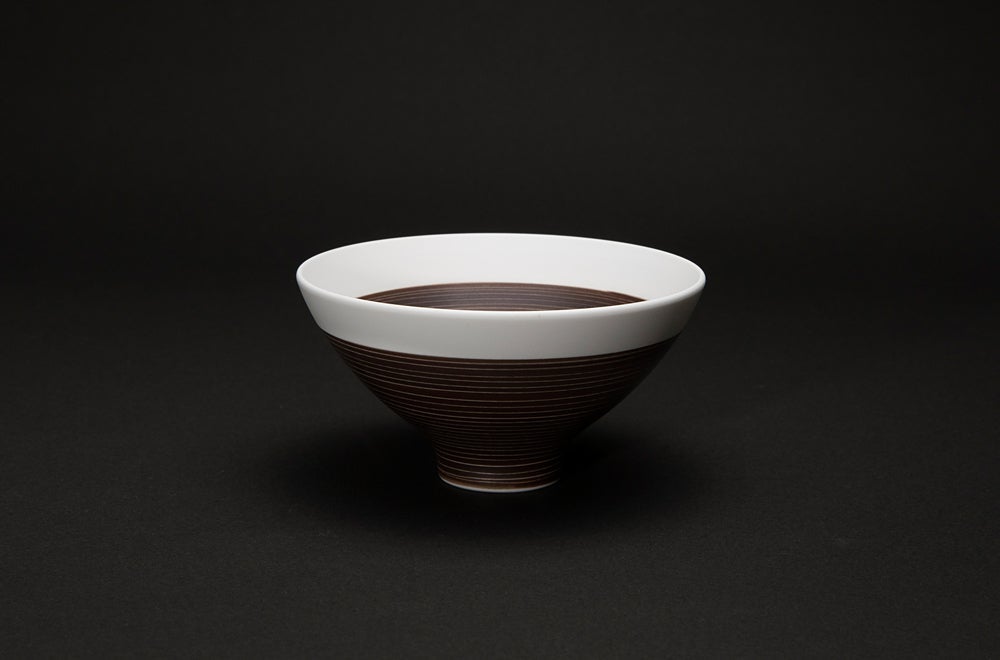 MESHIWAN Rice Bowl |Horizontal Lines on Brown